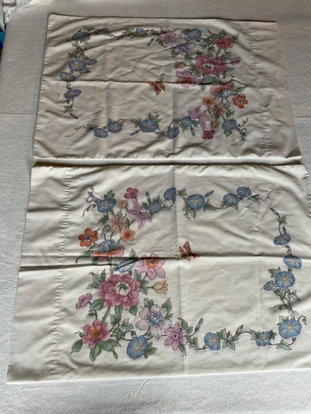 Floral Twin Size Pillow Case Set Pastel Colors Vintage Springmaid Wondercale USA